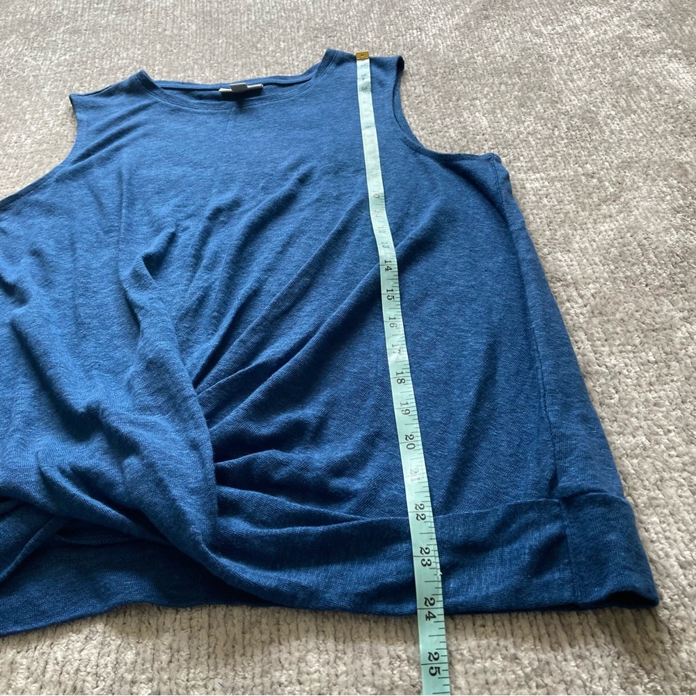 J.Jill Love Linen Twist Front Tank Top Small 100% Linen Blue Coastal Classic - Picture 6 of 6